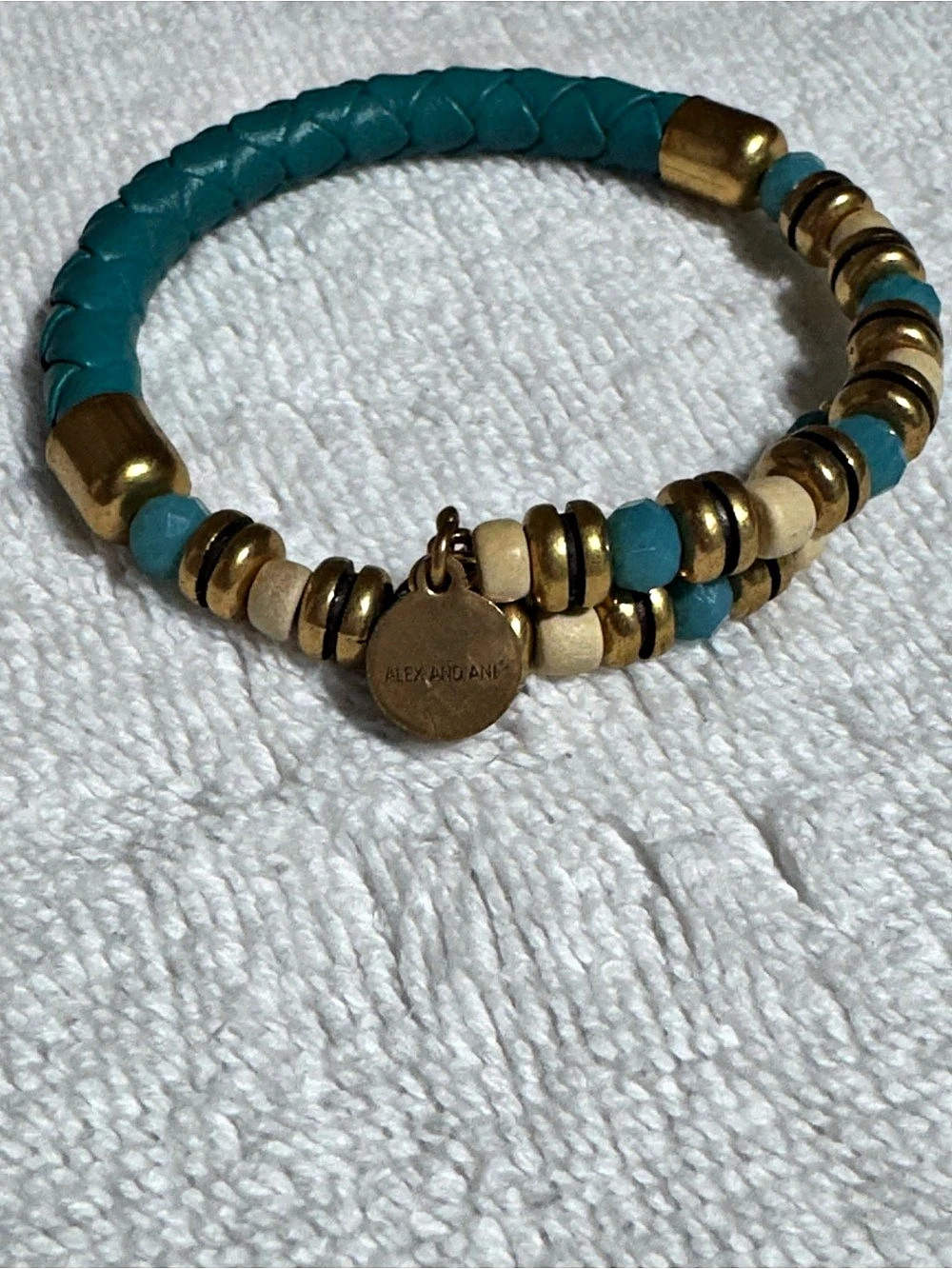 VINTAGE BY Alex and Ani Beaded Bracelet in Blue & Gold Like New